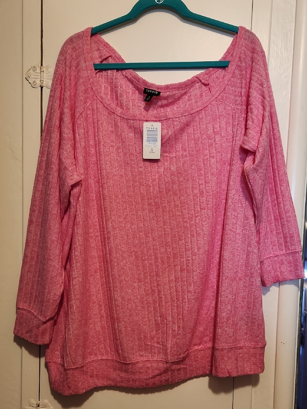 🔥Torrid Heathered Pink Ribbed Scoop-Neck Top
